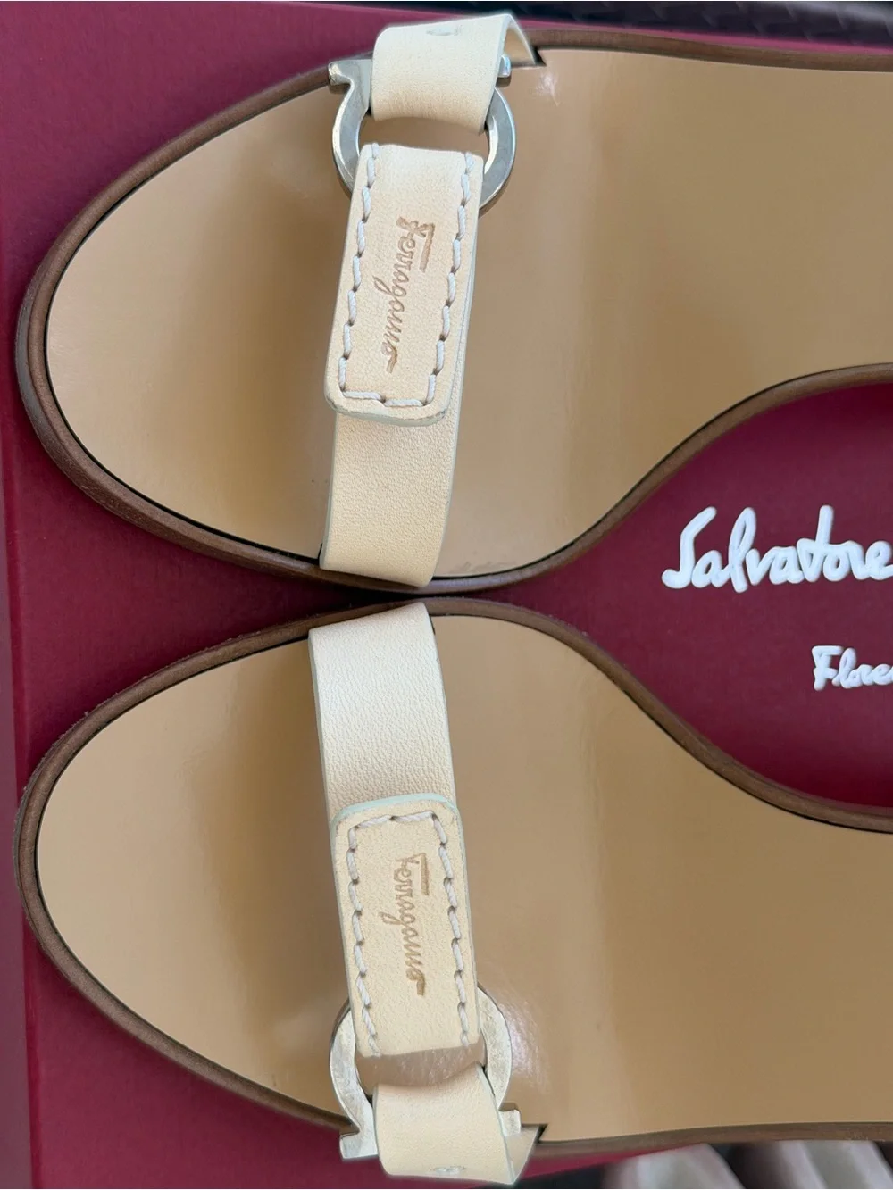 Salvatore Ferragamo Palba Butter Calf Leather Block Heel Sandals